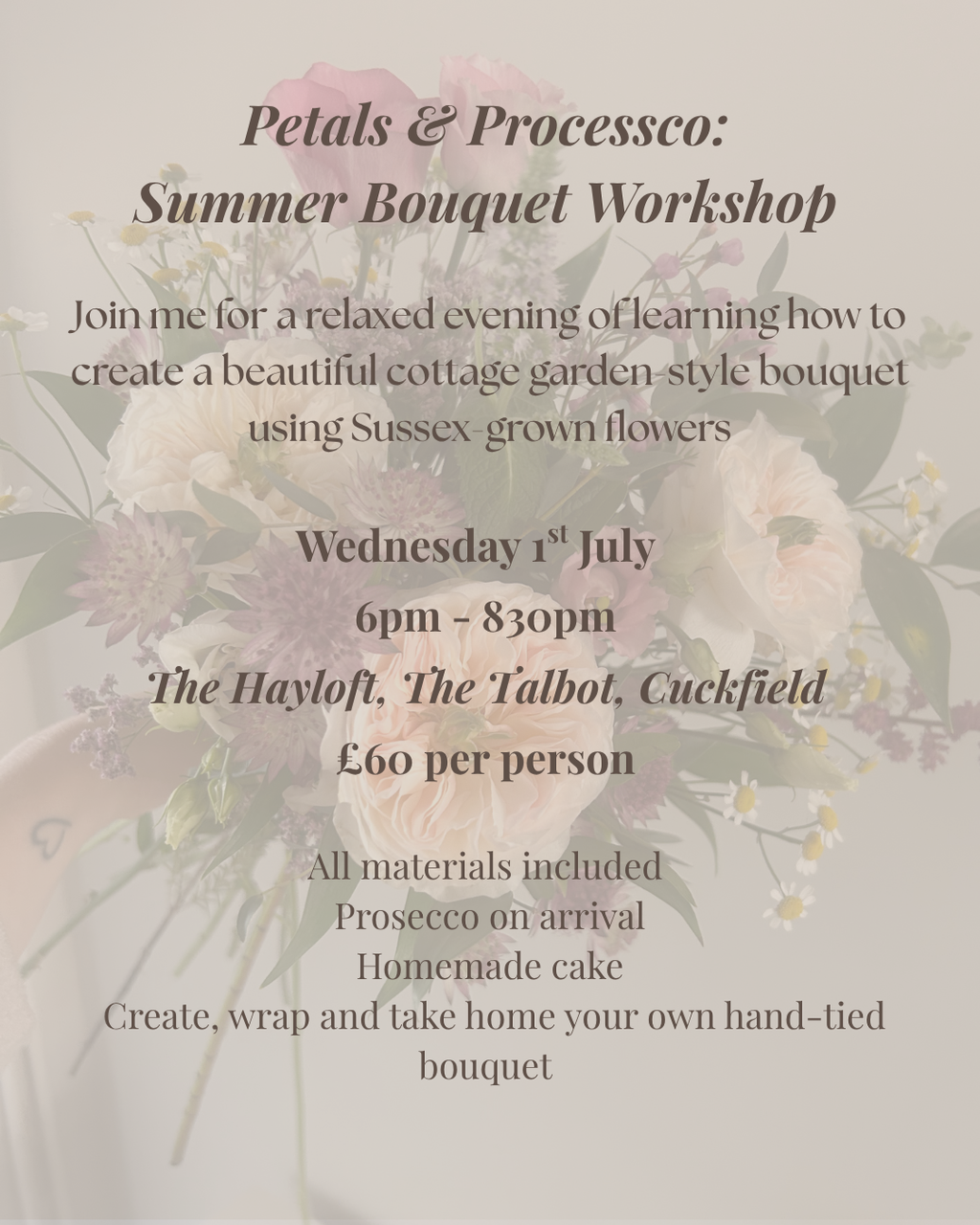 Petals & Prosecco : Summer Bouquet Workshop