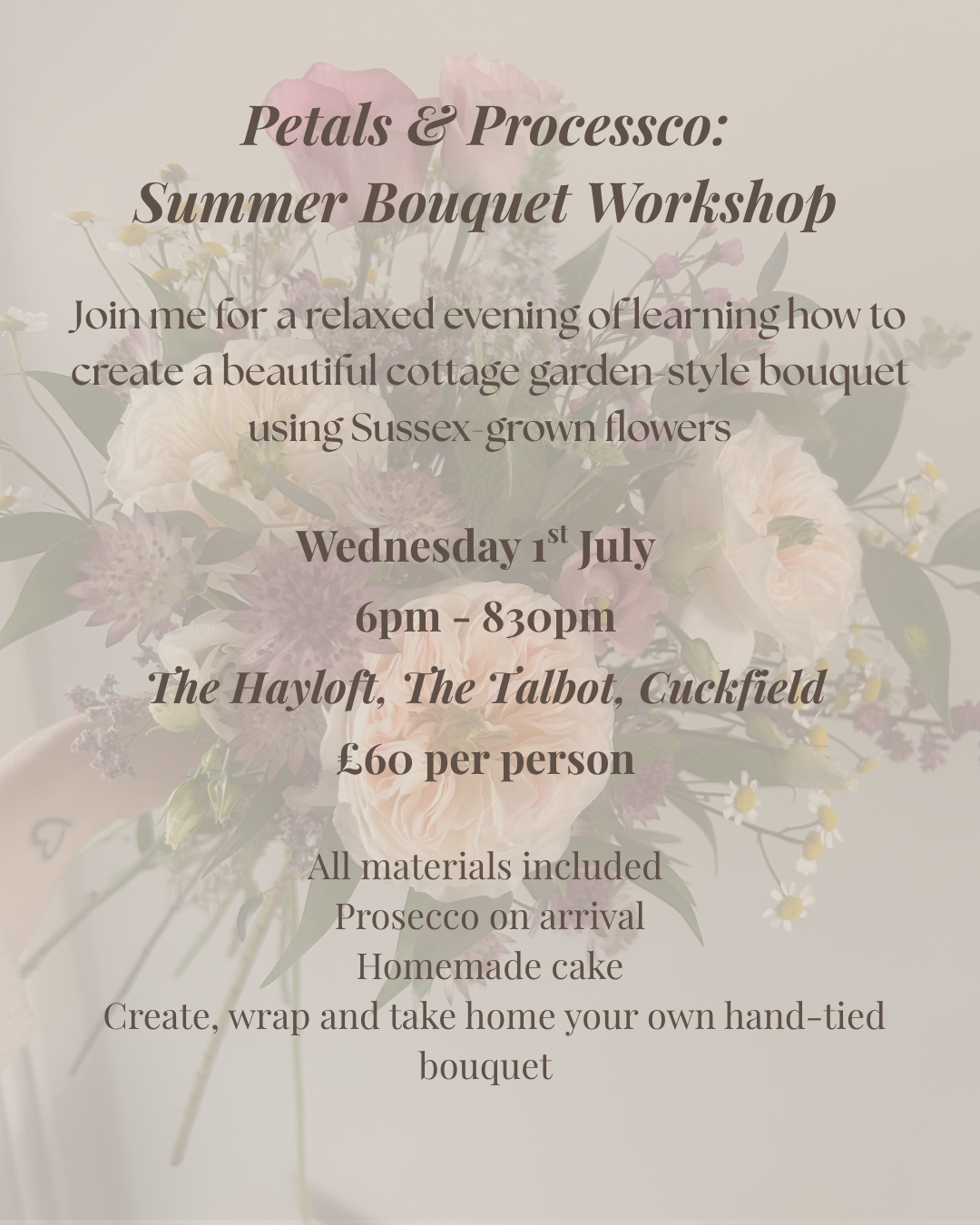 Petals & Prosecco : Summer Bouquet Workshop